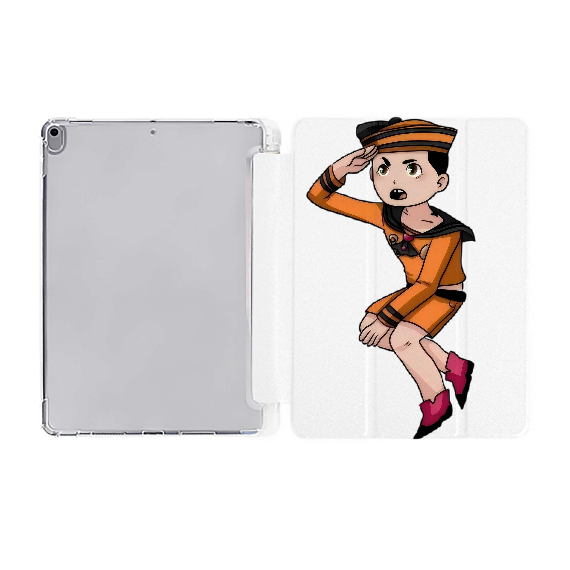 （画像用） ジョジョの奇妙な冒険 東方定助 JoJo's Bizarre Adventure Higashikata Josuke IPad ケース ペン収納付き 三つ折りスタンド PUレザー×シリコン 対応機種9.5/10.5/10.9インチ